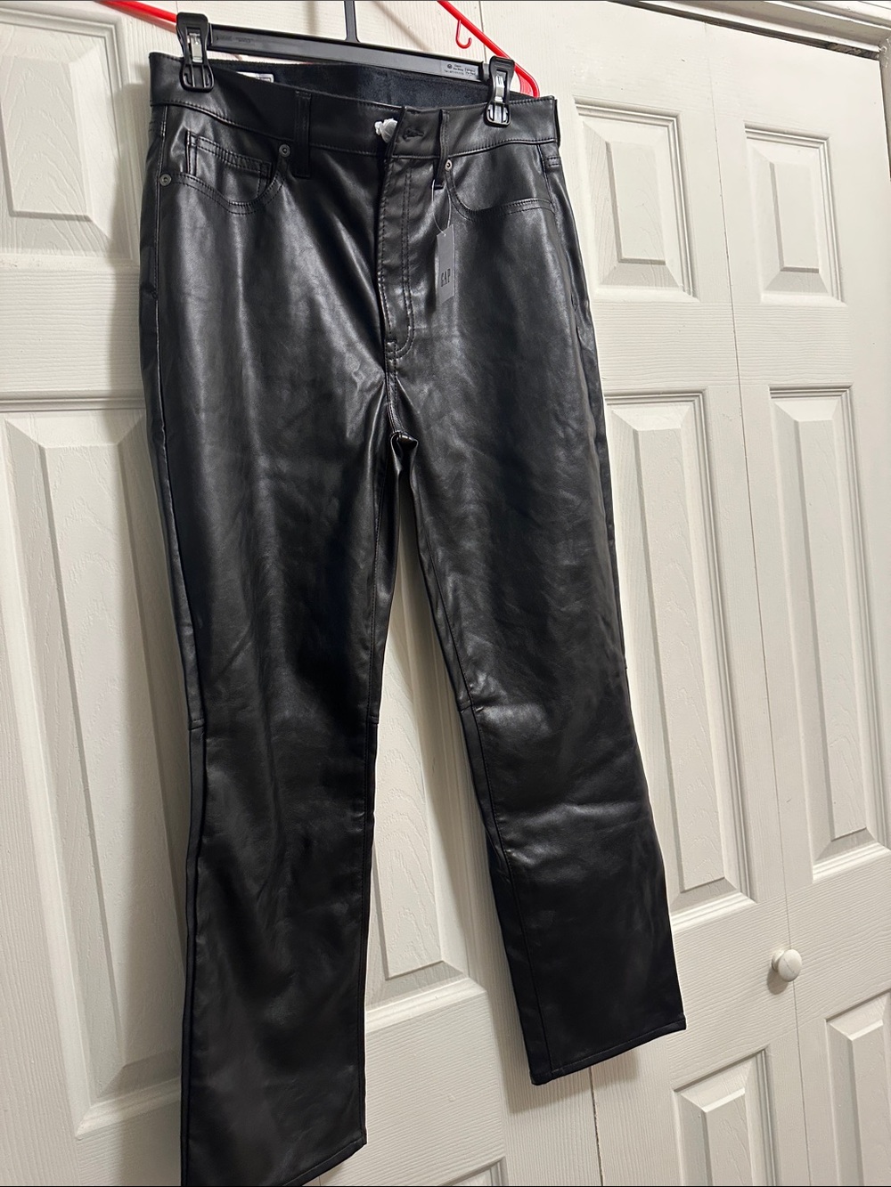 GAP Black Straight Leg Faux Leather Pants